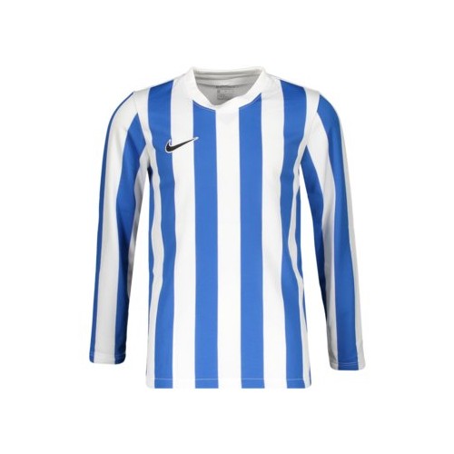 P022 - Maillot Nike Striped Division IV Manches longues enfant - CW3825 - Blanc/Bleu Royal