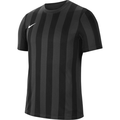 P040 - Maillot Nike Striped Division IV Manches courtes enfant - CW3819 - Gris/Noir