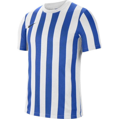 P042 - Maillot Nike Striped Division IV Manches courtes enfant - CW3819 - Blanc/Bleu Royal