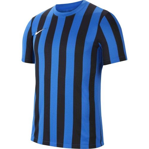 P046 - Maillot Nike Striped Division IV Manches courtes enfant - CW3819 - Bleu Royal/Noir