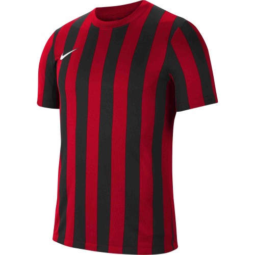 P047 - Maillot Nike Striped Division IV Manches courtes enfant - CW3819 - Rouge/Noir