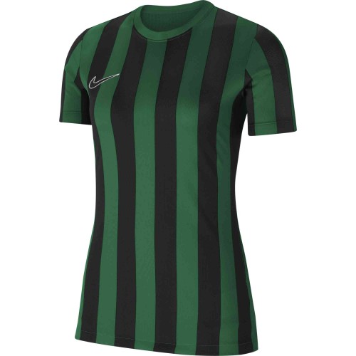 P055 - Maillot Nike Striped Division IV Manches courtes femme - CW3816 - Vert/Noir