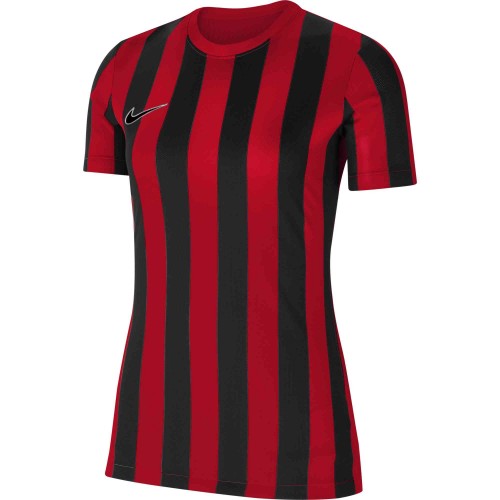 P057 - Maillot Nike Striped Division IV Manches courtes femme - CW3816 - Rouge/Noir